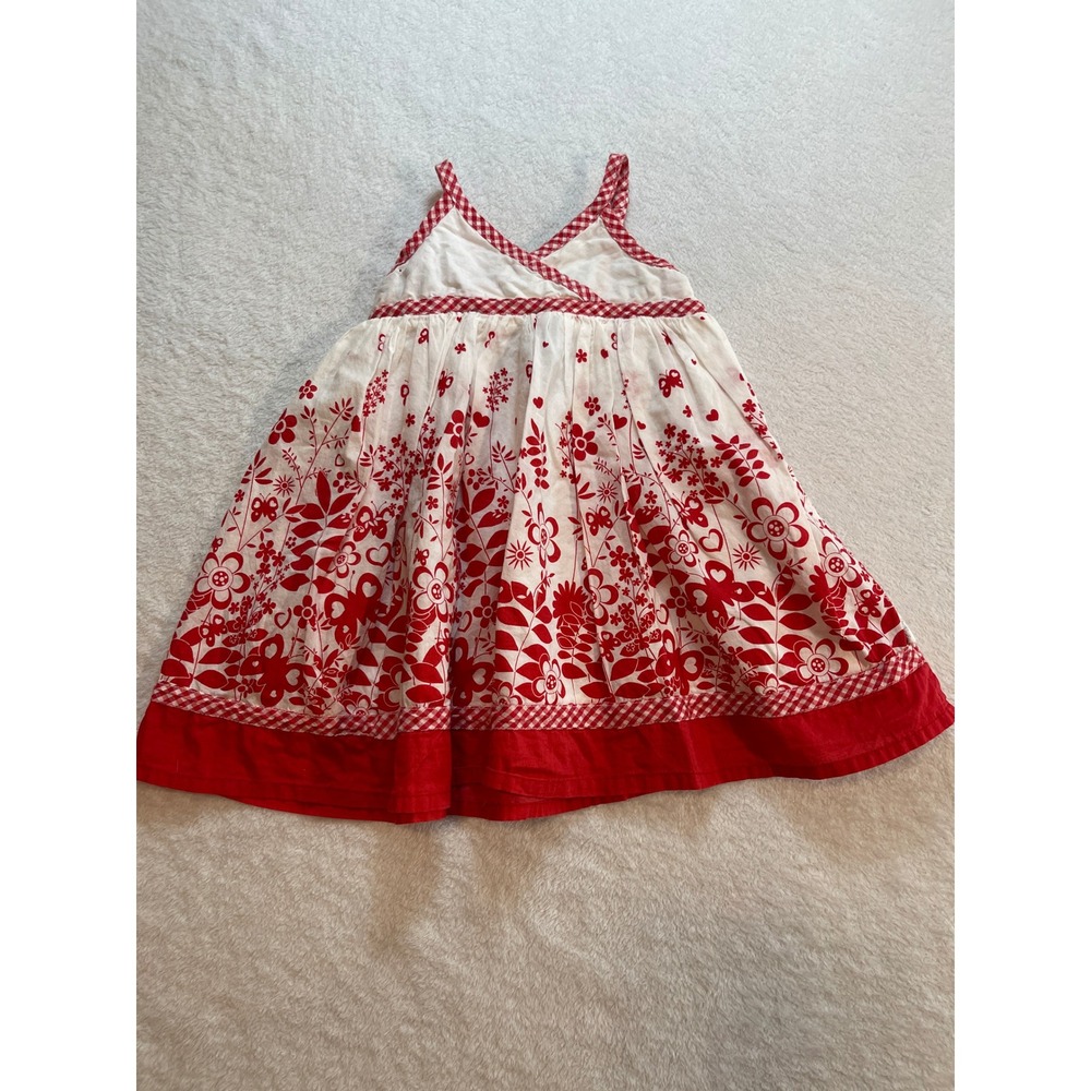 Pumpkin Patch Baby Girls Red White Floral Gingham Sun Dress 6-12 Months